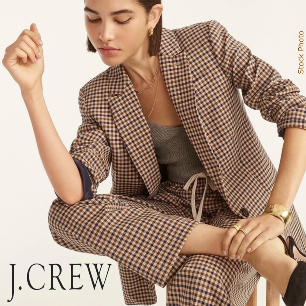 J Crew Alfie Blazer Italian Stretch Wool Honey Plaid (Sz 0P) - Picture 17 of 17